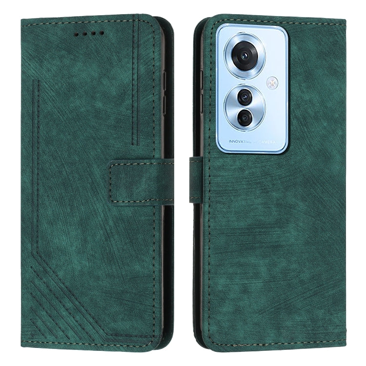 Skin Feel Stripe Pattern Leather Phone Case with Lanyard, For OPPO A6x 5G / A6 5G, For OPPO A60 4G, For OPPO A3 Pro, For OPPO Reno11 F