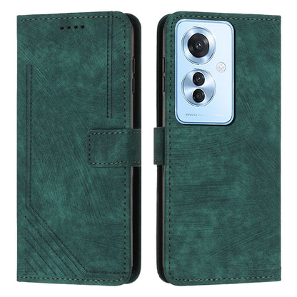 Skin Feel Stripe Pattern Leather Phone Case with Lanyard, For OPPO A6x 5G / A6 5G, For OPPO A60 4G, For OPPO A3 Pro, For OPPO Reno11 F