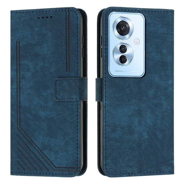 Skin Feel Stripe Pattern Leather Phone Case with Lanyard, For OPPO A6x 5G / A6 5G, For OPPO A60 4G, For OPPO A3 Pro, For OPPO Reno11 F