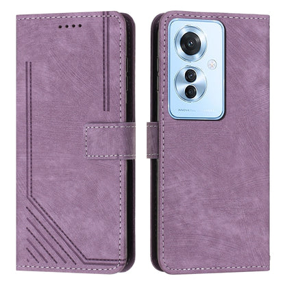Skin Feel Stripe Pattern Leather Phone Case with Lanyard, For OPPO A6x 5G / A6 5G, For OPPO A60 4G, For OPPO A3 Pro, For OPPO Reno11 F