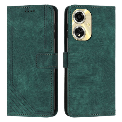 Skin Feel Stripe Pattern Leather Phone Case with Lanyard, For OPPO A59