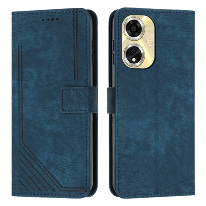 Skin Feel Stripe Pattern Leather Phone Case with Lanyard, For OPPO A59