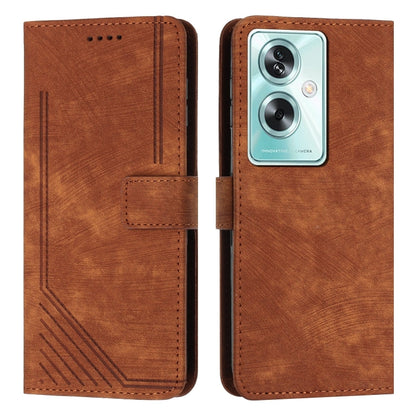 Skin Feel Stripe Pattern Leather Phone Case with Lanyard, For OPPO Reno10 Pro+, For OPPO A1 5G/A98/F23 5G, For OPPO A1 Pro/Reno8 T 5G Global, For OPPO A79 5G