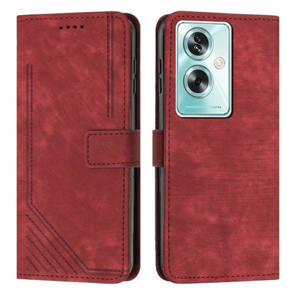 Skin Feel Stripe Pattern Leather Phone Case with Lanyard, For OPPO Reno10 Pro+, For OPPO A1 5G/A98/F23 5G, For OPPO A1 Pro/Reno8 T 5G Global, For OPPO A79 5G