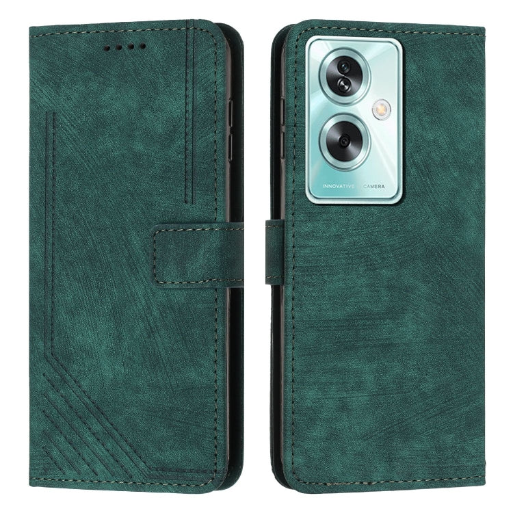 Skin Feel Stripe Pattern Leather Phone Case with Lanyard, For OPPO Reno10 Pro+, For OPPO A1 5G/A98/F23 5G, For OPPO A1 Pro/Reno8 T 5G Global, For OPPO A79 5G