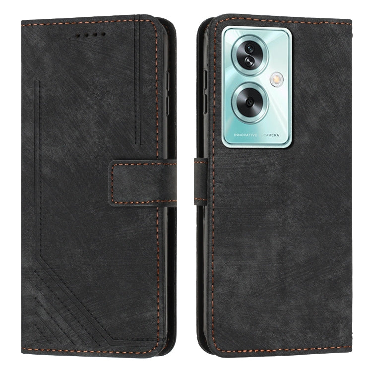 Skin Feel Stripe Pattern Leather Phone Case with Lanyard, For OPPO Reno10 Pro+, For OPPO A1 5G/A98/F23 5G, For OPPO A1 Pro/Reno8 T 5G Global, For OPPO A79 5G