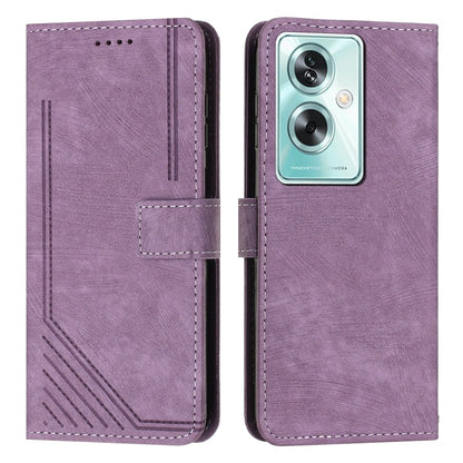 Skin Feel Stripe Pattern Leather Phone Case with Lanyard, For OPPO Reno10 Pro+, For OPPO A1 5G/A98/F23 5G, For OPPO A1 Pro/Reno8 T 5G Global, For OPPO A79 5G