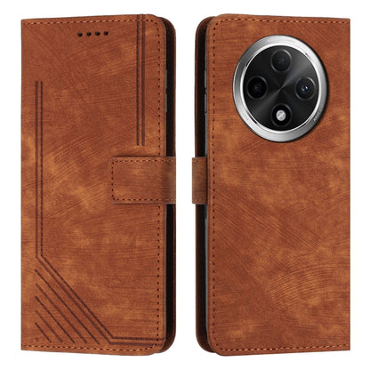 Skin Feel Stripe Pattern Leather Phone Case with Lanyard, For OPPO A6x 5G / A6 5G, For OPPO A60 4G, For OPPO A3 Pro, For OPPO Reno11 F