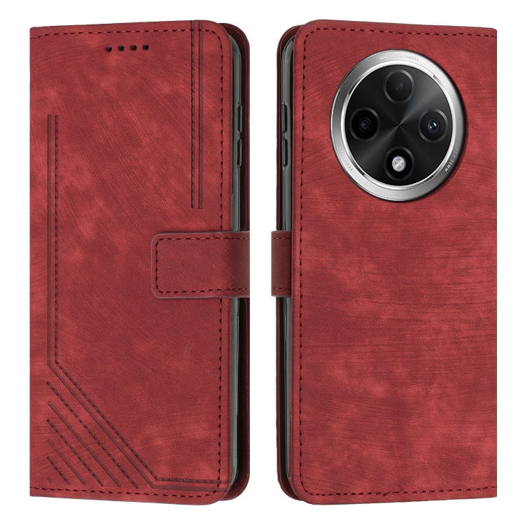 Skin Feel Stripe Pattern Leather Phone Case with Lanyard, For OPPO A6x 5G / A6 5G, For OPPO A60 4G, For OPPO A3 Pro, For OPPO Reno11 F