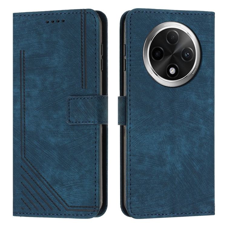 Skin Feel Stripe Pattern Leather Phone Case with Lanyard, For OPPO A6x 5G / A6 5G, For OPPO A60 4G, For OPPO A3 Pro, For OPPO Reno11 F
