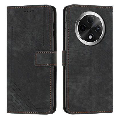 Skin Feel Stripe Pattern Leather Phone Case with Lanyard, For OPPO A6x 5G / A6 5G, For OPPO A60 4G, For OPPO A3 Pro, For OPPO Reno11 F