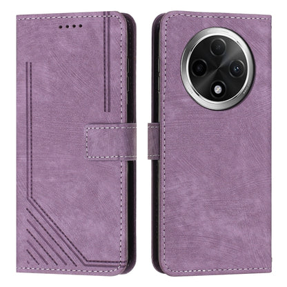 Skin Feel Stripe Pattern Leather Phone Case with Lanyard, For OPPO A6x 5G / A6 5G, For OPPO A60 4G, For OPPO A3 Pro, For OPPO Reno11 F