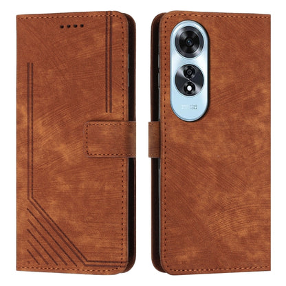Skin Feel Stripe Pattern Leather Phone Case with Lanyard, For OPPO A6x 5G / A6 5G, For OPPO A60 4G, For OPPO A3 Pro, For OPPO Reno11 F