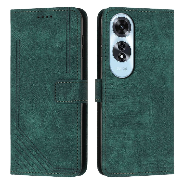 Skin Feel Stripe Pattern Leather Phone Case with Lanyard, For OPPO A6x 5G / A6 5G, For OPPO A60 4G, For OPPO A3 Pro, For OPPO Reno11 F