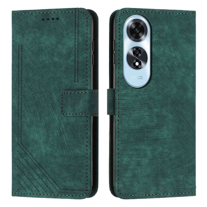 Skin Feel Stripe Pattern Leather Phone Case with Lanyard, For OPPO A6x 5G / A6 5G, For OPPO A60 4G, For OPPO A3 Pro, For OPPO Reno11 F