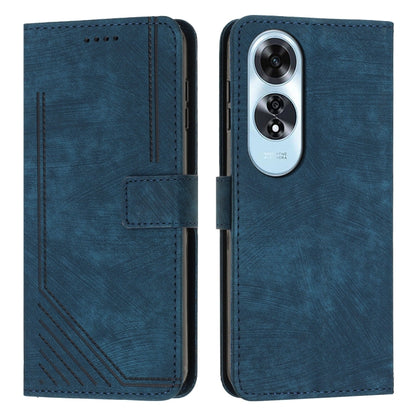 Skin Feel Stripe Pattern Leather Phone Case with Lanyard, For OPPO A6x 5G / A6 5G, For OPPO A60 4G, For OPPO A3 Pro, For OPPO Reno11 F