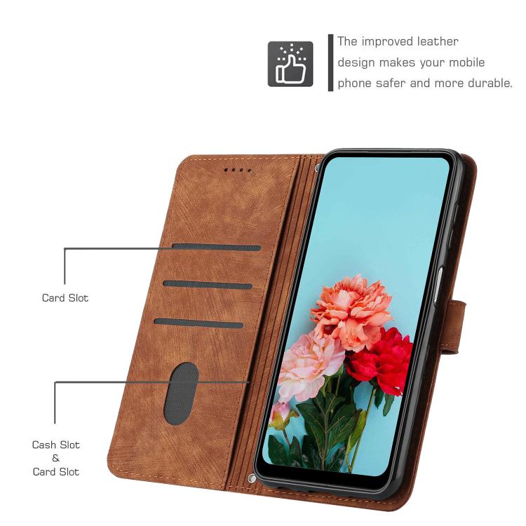 Skin Feel Stripe Pattern Leather Phone Case with Lanyard, For OPPO A6x 5G / A6 5G, For OPPO A60 4G, For OPPO A3 Pro, For OPPO Reno11 F