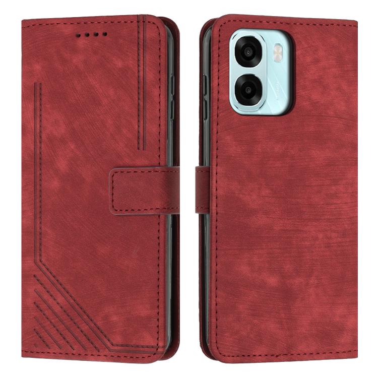 Skin Feel Stripe Pattern Leather Phone Case with Lanyard, For OPPO A6x 5G / A6 5G, For OPPO A60 4G, For OPPO A3 Pro, For OPPO Reno11 F