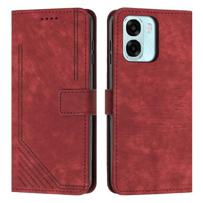 Skin Feel Stripe Pattern Leather Phone Case with Lanyard, For OPPO A6x 5G / A6 5G, For OPPO A60 4G, For OPPO A3 Pro, For OPPO Reno11 F