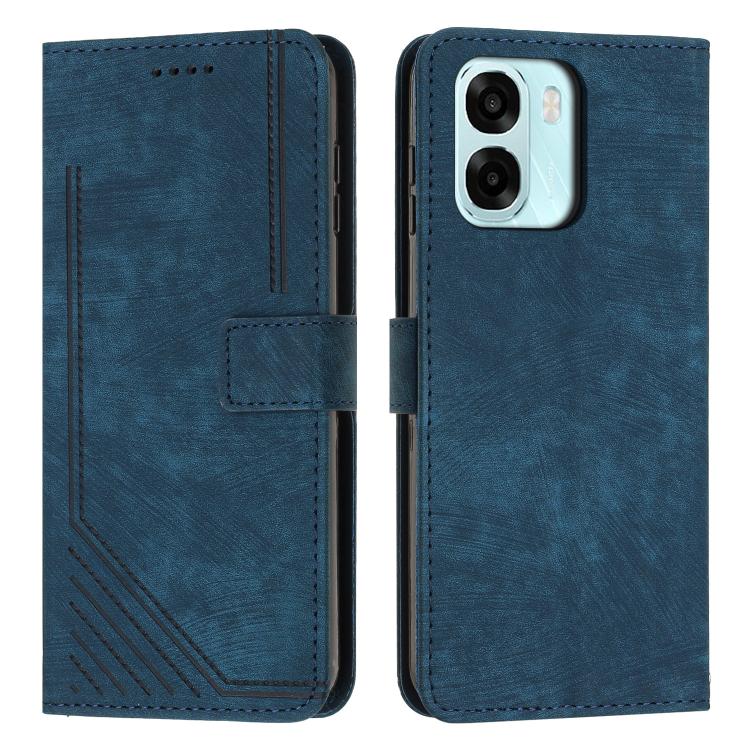 Skin Feel Stripe Pattern Leather Phone Case with Lanyard, For OPPO A6x 5G / A6 5G, For OPPO A60 4G, For OPPO A3 Pro, For OPPO Reno11 F