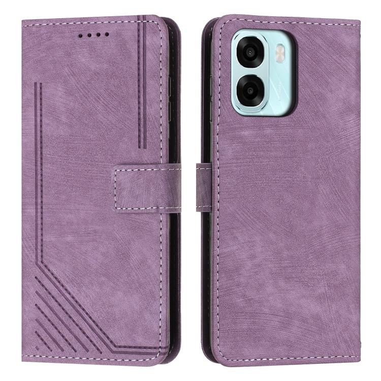 Skin Feel Stripe Pattern Leather Phone Case with Lanyard, For OPPO A6x 5G / A6 5G, For OPPO A60 4G, For OPPO A3 Pro, For OPPO Reno11 F