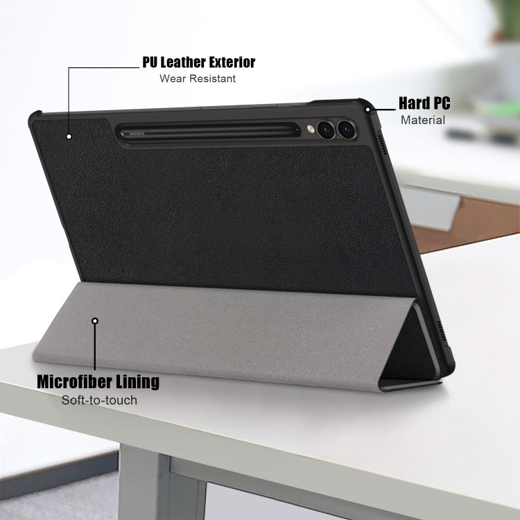 Custer Pure Color 3-Fold Holder Smart Leather Tablet Case, For Samsung Galaxy Tab S9+