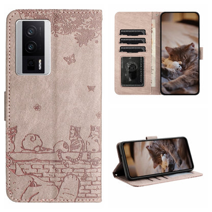 Cat Embossing Pattern Leather Phone Case with Lanyard, For Xiaomi Poco F5, For Xiaomi Poco F5 Pro, For Xiaomi Redmi Note 12 4G Global, For Xiaomi Redmi Note 12 Pro Speed