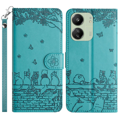 Cat Embossing Pattern Leather Phone Case with Lanyard, For Xiaomi Poco M6 Pro 4G, For Xiaomi Poco C65/Poco M6, For Xiaomi Redmi Note 13 Pro 4G, For Xiaomi Redmi Note 13 4G