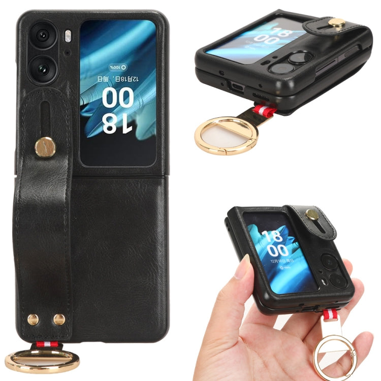 Wristband Leather Back Phone Case, For OPPO Find N2 Flip