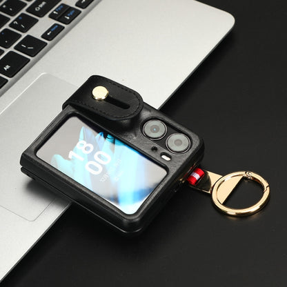 Wristband Leather Back Phone Case, For OPPO Find N2 Flip