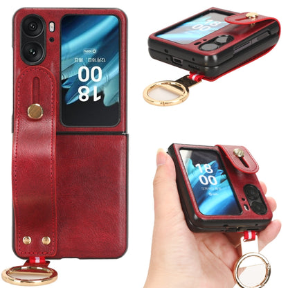 Wristband Leather Back Phone Case, For OPPO Find N2 Flip