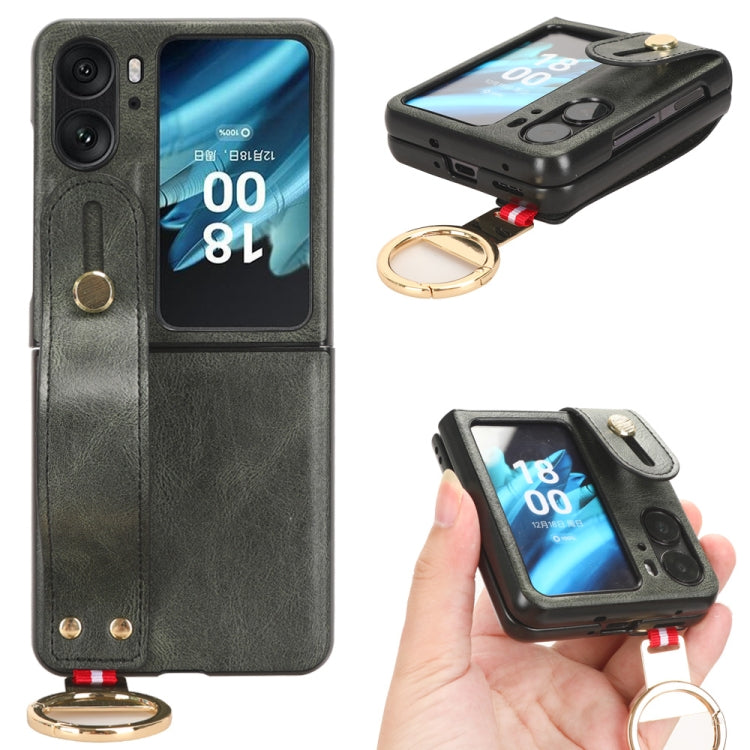 Wristband Leather Back Phone Case, For OPPO Find N2 Flip