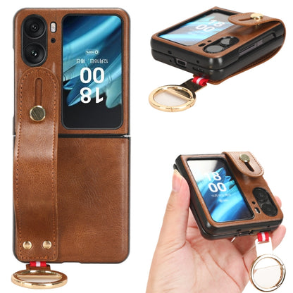 Wristband Leather Back Phone Case, For OPPO Find N2 Flip