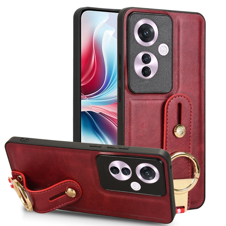 Wristband Leather Back Phone Case, For OPPO Reno12 F 5G, For OPPO A3 Pro India, For OPPO Reno11 PJH110, For OPPO Reno12 Pro 5G Global