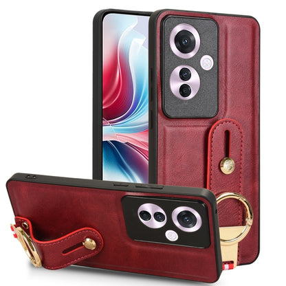 Wristband Leather Back Phone Case, For OPPO Reno12 F 5G, For OPPO A3 Pro India, For OPPO Reno11 PJH110, For OPPO Reno12 Pro 5G Global