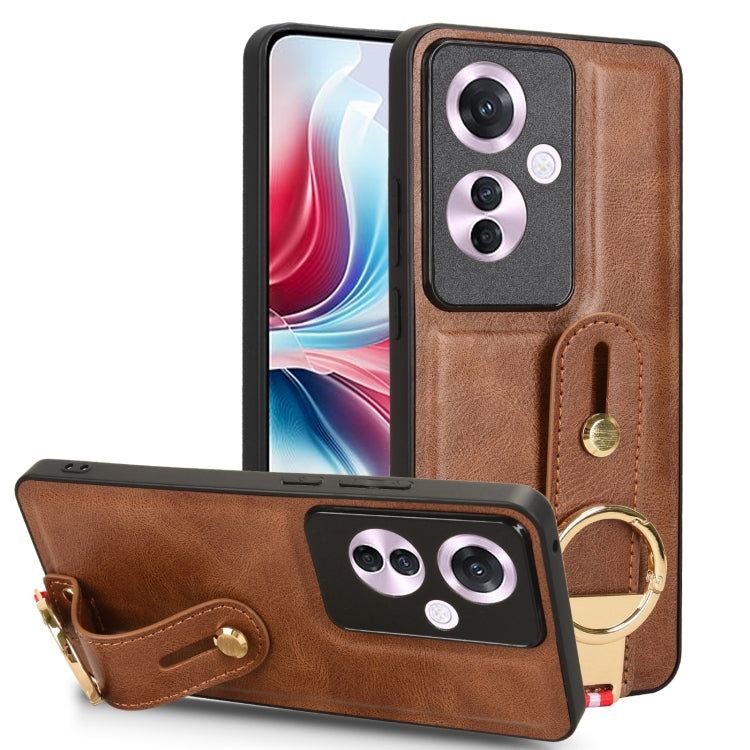Wristband Leather Back Phone Case, For OPPO Reno12 F 5G, For OPPO A3 Pro India, For OPPO Reno11 PJH110, For OPPO Reno12 Pro 5G Global