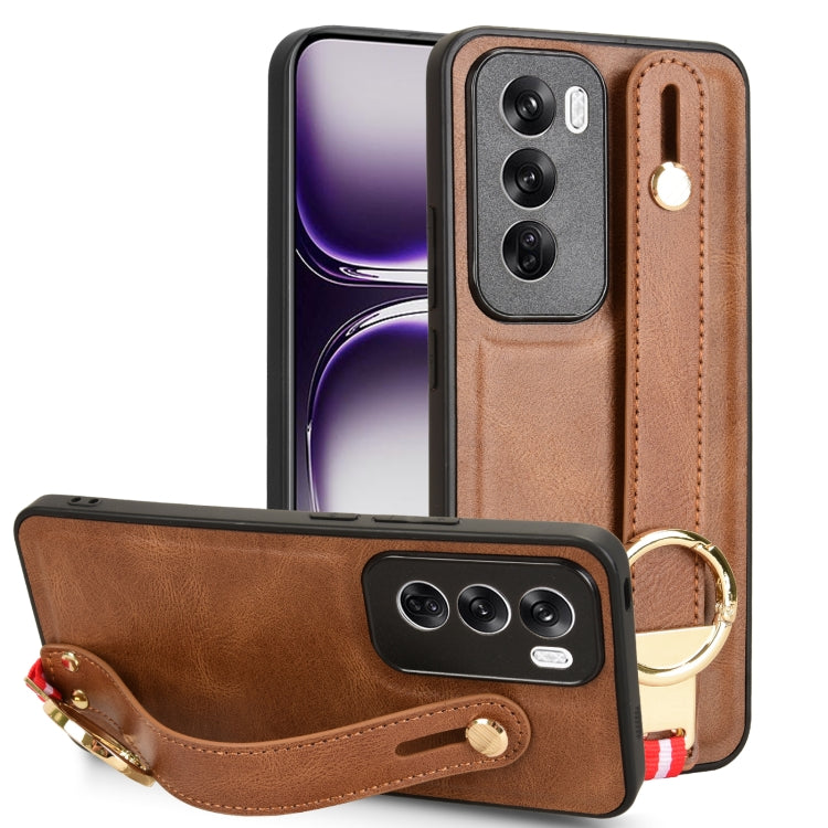 Wristband Leather Back Phone Case, For OPPO Reno12 F 5G, For OPPO A3 Pro India, For OPPO Reno11 PJH110, For OPPO Reno12 Pro 5G Global