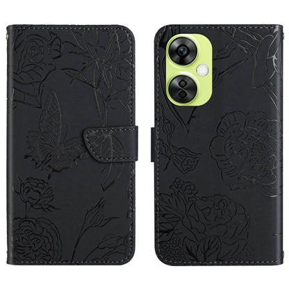 Skin Feel Butterfly Peony Embossed Leather Phone Case, For OnePlus 12R 5G Global, For OnePlus 12 5G Global, For OnePlus Nord CE 3 Lite