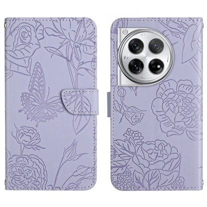Skin Feel Butterfly Peony Embossed Leather Phone Case, For OnePlus 12R 5G Global, For OnePlus 12 5G Global, For OnePlus Nord CE 3 Lite