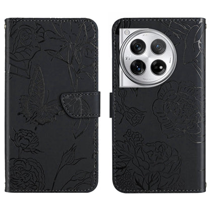 Skin Feel Butterfly Peony Embossed Leather Phone Case, For OnePlus 12R 5G Global, For OnePlus 12 5G Global, For OnePlus Nord CE 3 Lite