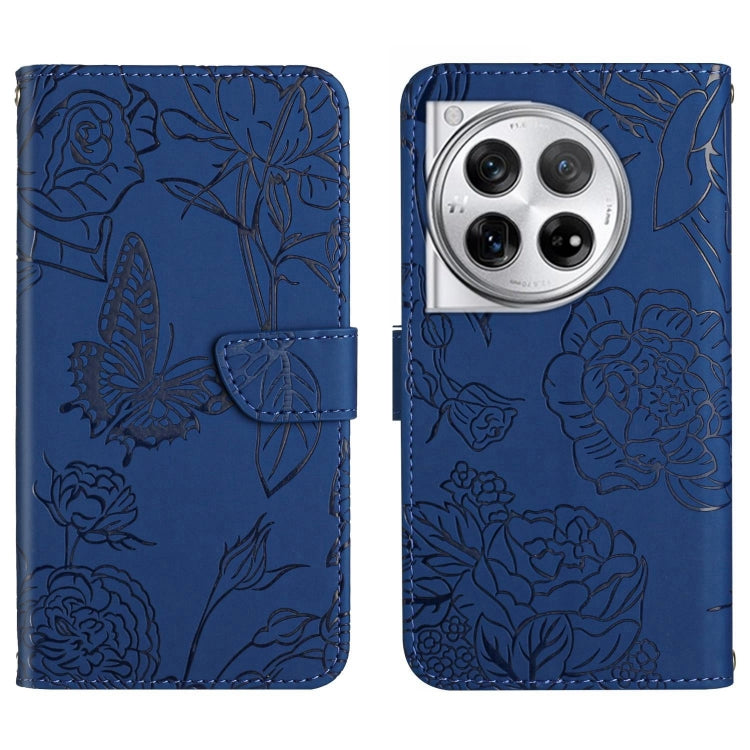 Skin Feel Butterfly Peony Embossed Leather Phone Case, For OnePlus 12R 5G Global, For OnePlus 12 5G Global, For OnePlus Nord CE 3 Lite