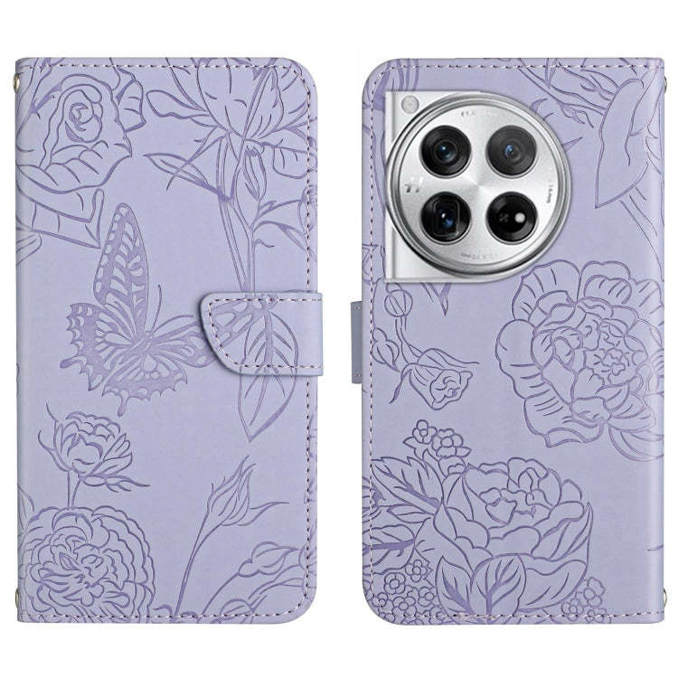 Skin Feel Butterfly Peony Embossed Leather Phone Case, For OnePlus 12R 5G Global, For OnePlus 12 5G Global, For OnePlus Nord CE 3 Lite