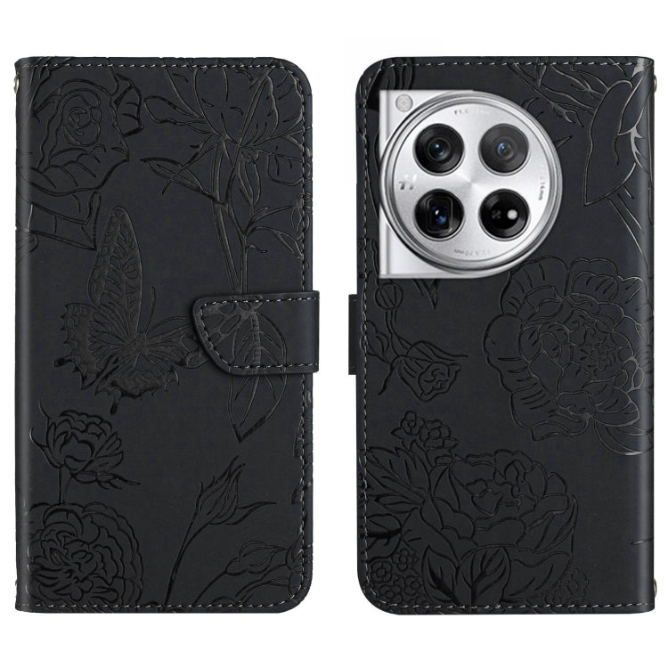 Skin Feel Butterfly Peony Embossed Leather Phone Case, For OnePlus 12R 5G Global, For OnePlus 12 5G Global, For OnePlus Nord CE 3 Lite