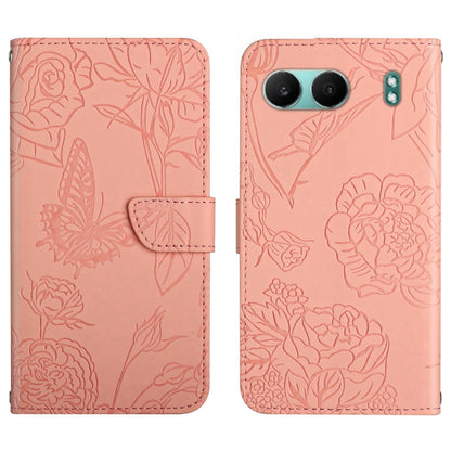 Skin Feel Butterfly Peony Embossed Leather Phone Case, For OnePlus 13T, For OnePlus 13R, For OnePlus 13, For OnePlus Nord 4 5G