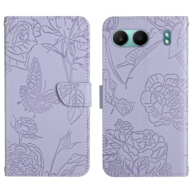 Skin Feel Butterfly Peony Embossed Leather Phone Case, For OnePlus 13T, For OnePlus 13R, For OnePlus 13, For OnePlus Nord 4 5G