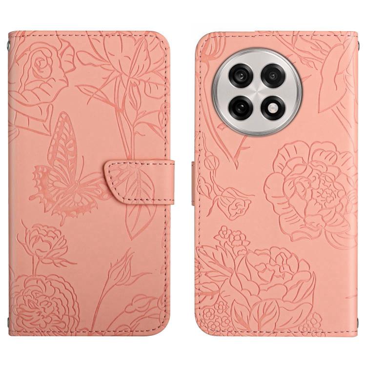 Skin Feel Butterfly Peony Embossed Leather Phone Case, For OnePlus 13T, For OnePlus 13R, For OnePlus 13, For OnePlus Nord 4 5G
