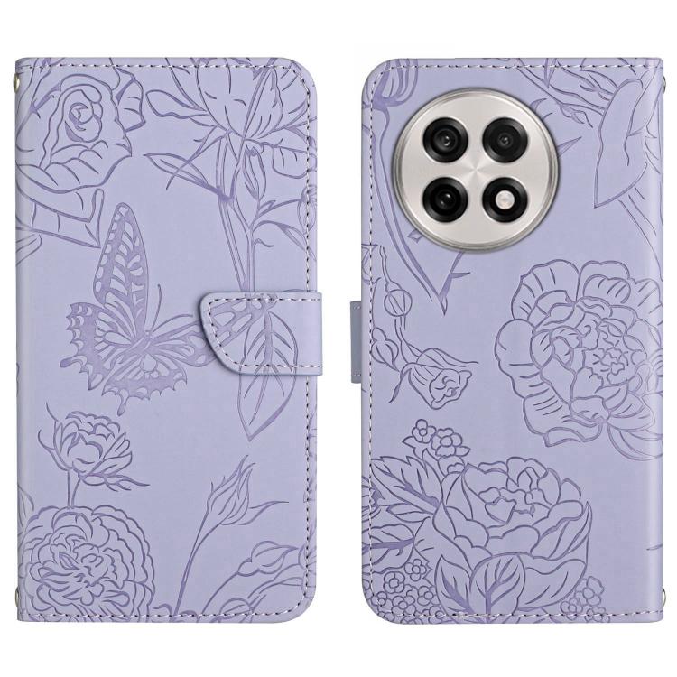 Skin Feel Butterfly Peony Embossed Leather Phone Case, For OnePlus 13T, For OnePlus 13R, For OnePlus 13, For OnePlus Nord 4 5G