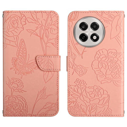 Skin Feel Butterfly Peony Embossed Leather Phone Case, For OnePlus 13T, For OnePlus 13R, For OnePlus 13, For OnePlus Nord 4 5G