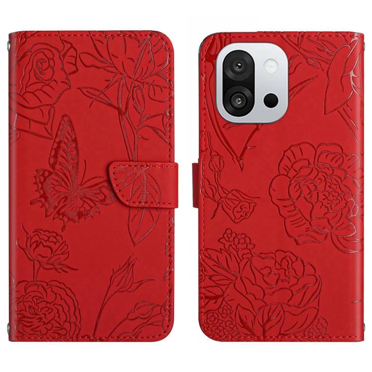 Skin Feel Butterfly Peony Embossed Leather Phone Case, For OnePlus 13T, For OnePlus 13R, For OnePlus 13, For OnePlus Nord 4 5G