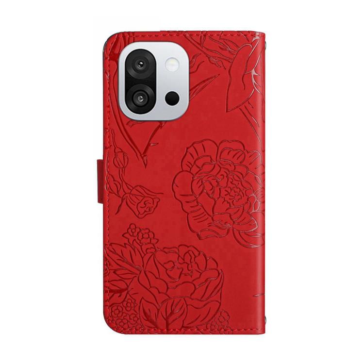 Skin Feel Butterfly Peony Embossed Leather Phone Case, For OnePlus 13T, For OnePlus 13R, For OnePlus 13, For OnePlus Nord 4 5G